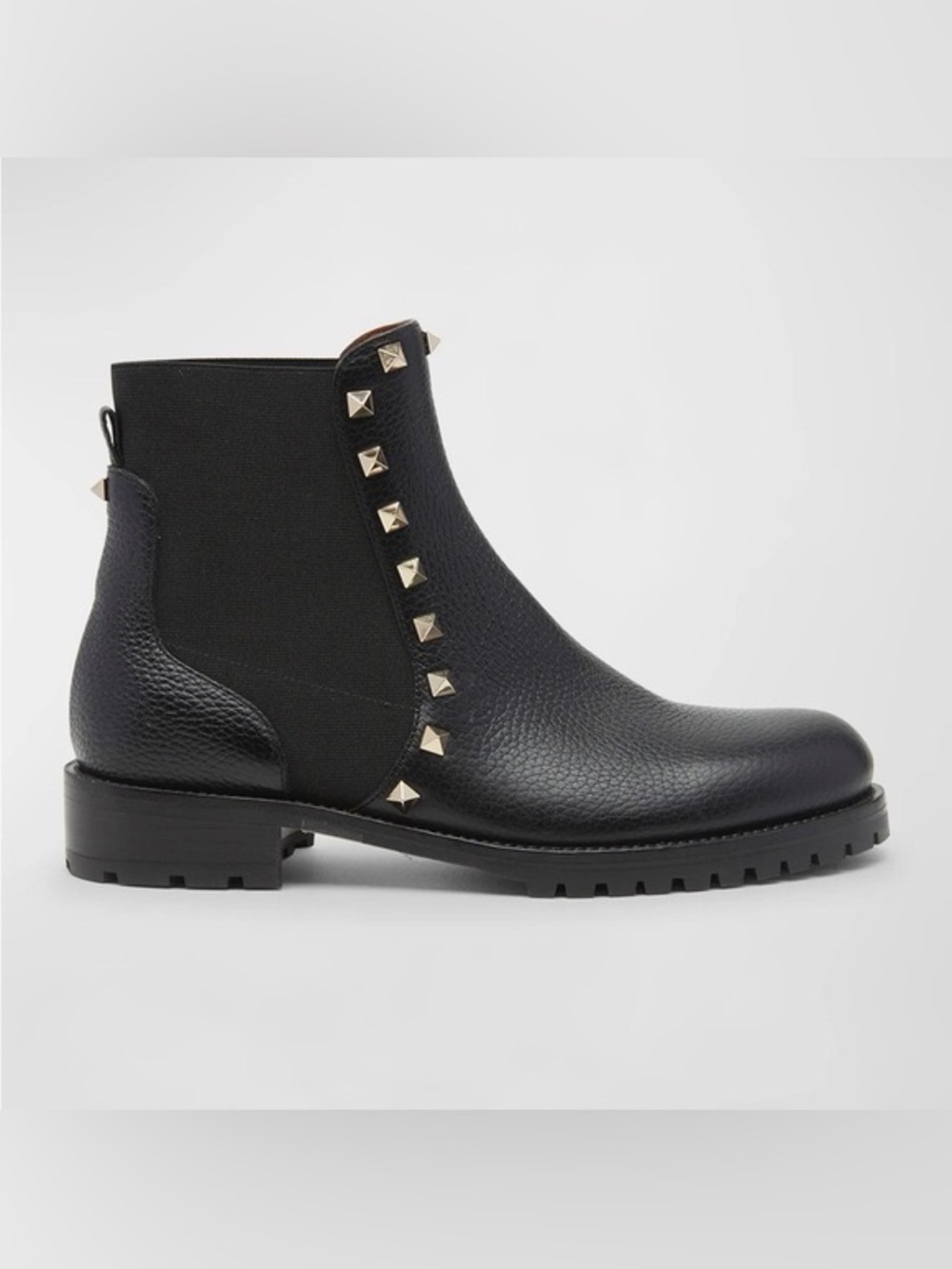 Valentino Garavani Black Studded Leather Chelsea Boots